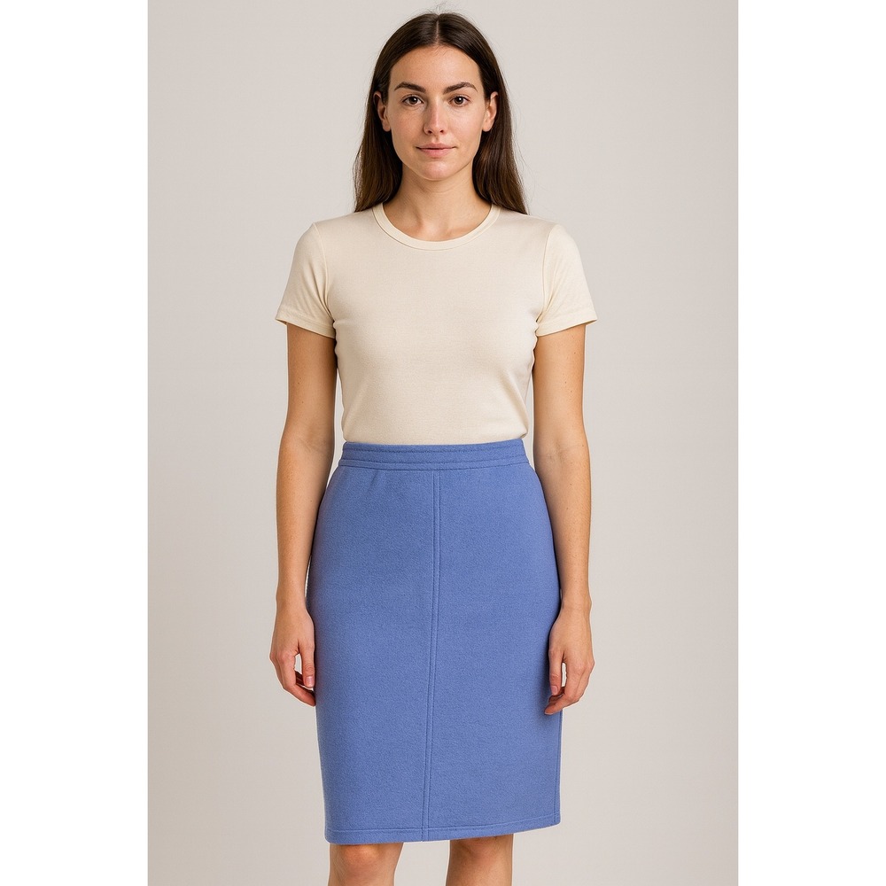 Geiger Periwinkle Blue Skirt Wool Pencil Solid Size 32" Waist NWT Elastic